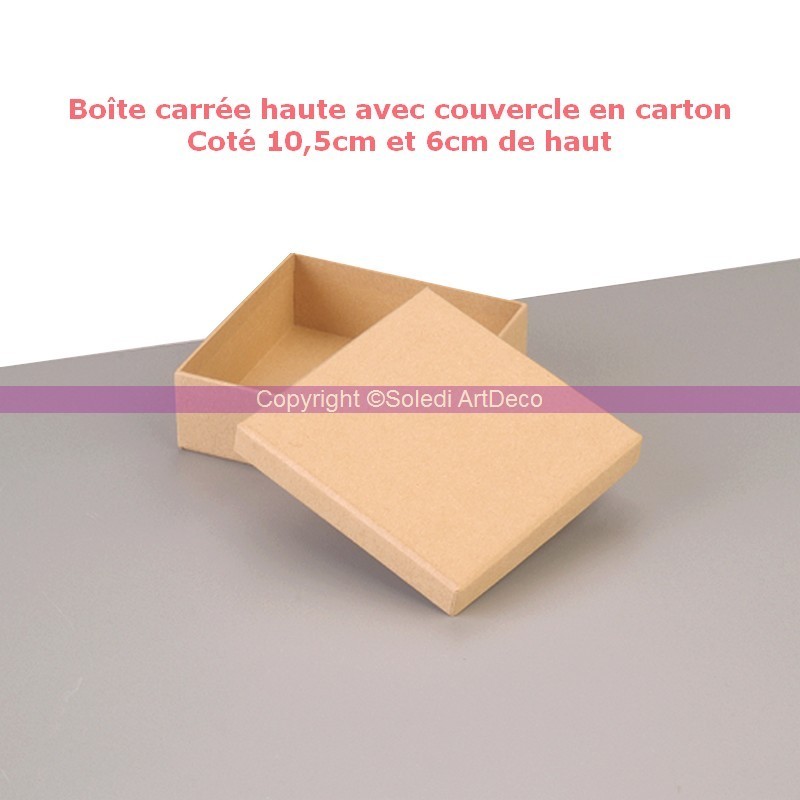 Set de 5 boîtes carrées hautes gigognes, coté 6,5 cm, 8,5cm, 10,5cm, 12,5cm et 16,5cm
