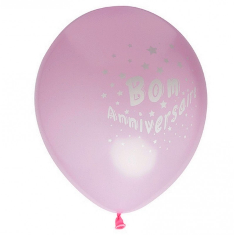 Lot de 8 Ballons de baudruche Blanc et Rose imprimé C'est une Fille, Diam. 28 cm