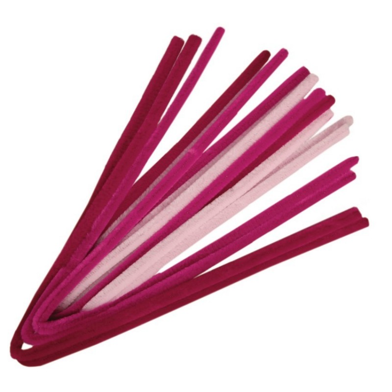 Set mit 10 Raupenfäden, Durchm. 9 mm, Länge 50 cm, extra flauschig, Pink-Mix
