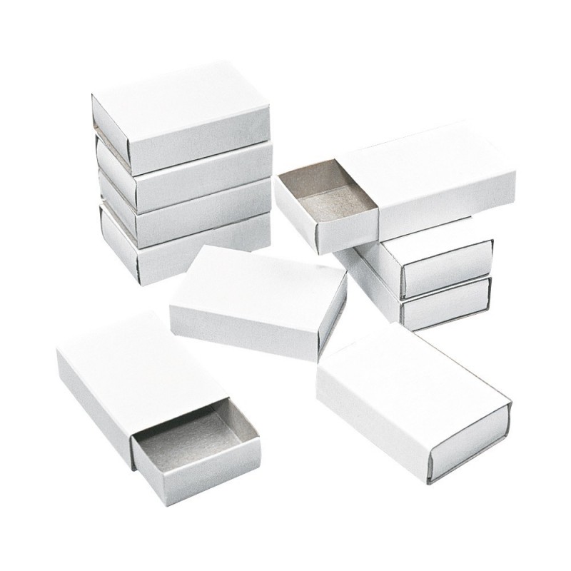 Lot de 12 boites d'allumettes en carton blanc, 5,3x3,6x1,5 cm, Boite à glissière à customiser