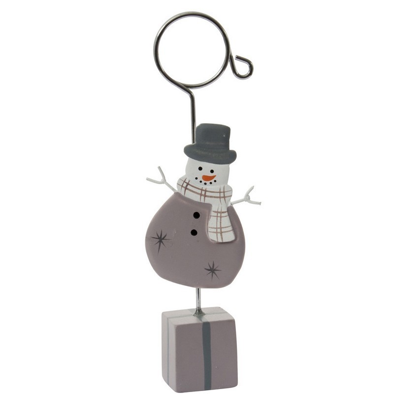 Marque place Père noël debout sur paquet cadeau, Haut. 12 cm, Gris et parme 
