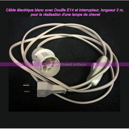 Câble électrique avec abat-jour et interrupteur, long. 3 m