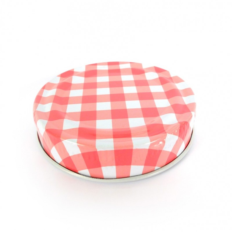 Couvercle métallique rouge à pois blanc avec trou pour paille, pour bocal en verre à visser