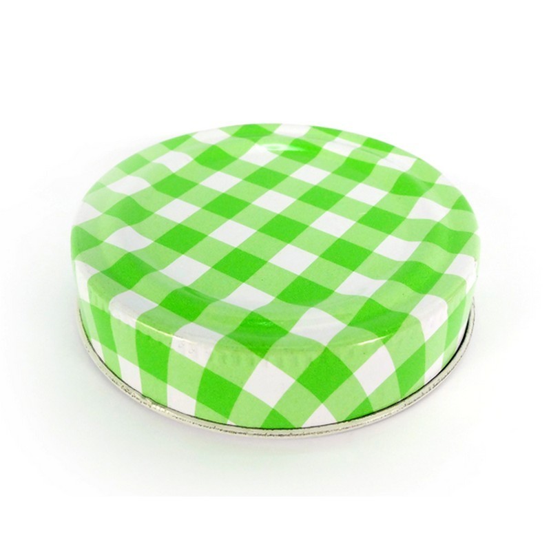 Couvercle métallique Vert à rayures blanches diam. 7cm, pour bocal en verre à visser