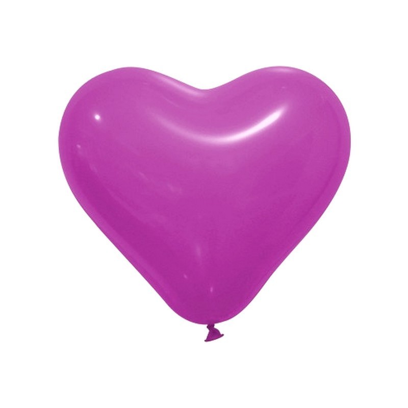 Lot de 10 Ballons de baudruche en latex métallisé Rouge, Coeur, Diamètre 20 cm
