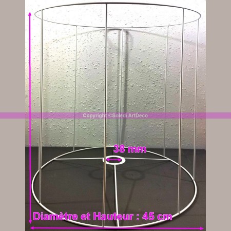 Armature Ronde blanche pour abat-jour, Hauteur et diamètre 20 cm