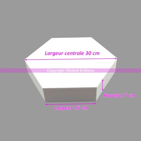Socle plat Coeur 2D en polystyrène blanc, Epaisseur 7cm, Largeur 25cm, 28 kg/ m3