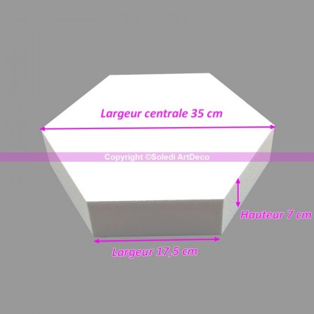 Socle plat Coeur 2D en polystyrène blanc, Epaisseur 7cm, Largeur 25cm, 28 kg/ m3