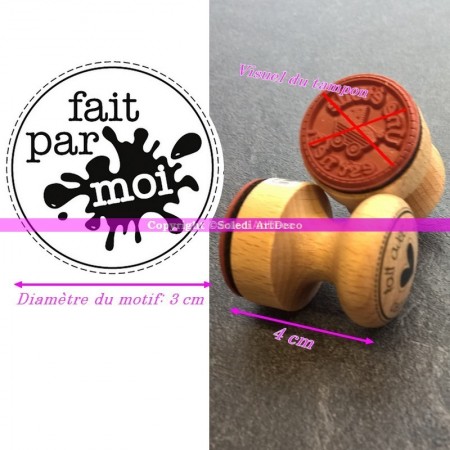 Tampon diam. 3cm, Fait Main, Manche en bois, Longueur 4cm