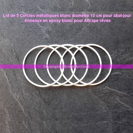 Cercle métallique blanc pour abat-jour, Anneau diamètre 10 cm pour attrape rêves
