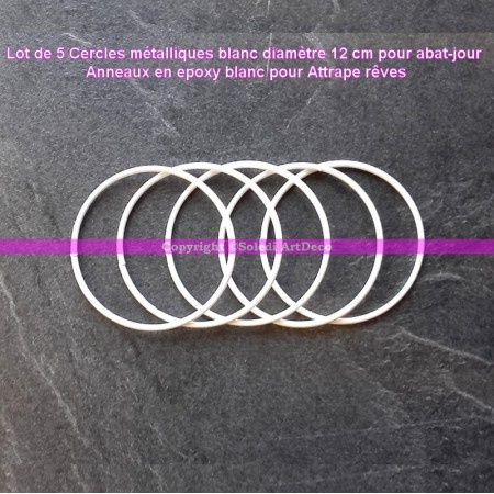 Cercle métallique blanc pour abat-jour, Anneau diamètre 10 cm pour attrape rêves