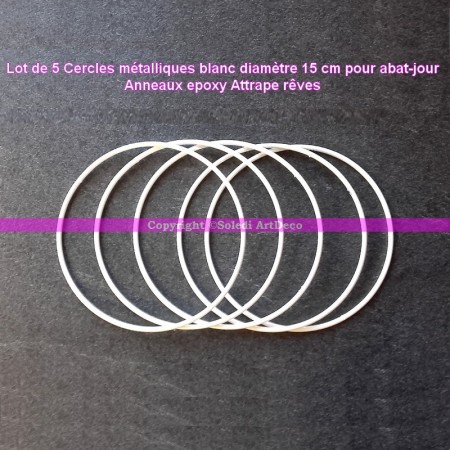 Cercle métallique blanc pour abat-jour, Anneau diamètre 10 cm pour attrape rêves