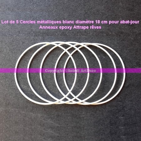 Cercle métallique blanc pour abat-jour, Anneau diamètre 10 cm pour attrape rêves