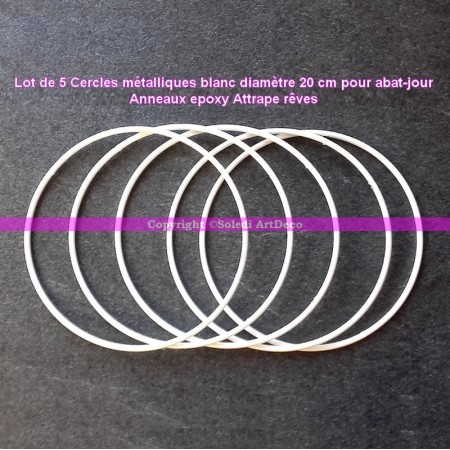 Cercle métallique blanc pour abat-jour, Anneau diamètre 10 cm pour attrape rêves