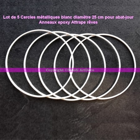 Cercle métallique blanc pour abat-jour, Anneau diamètre 10 cm pour attrape rêves