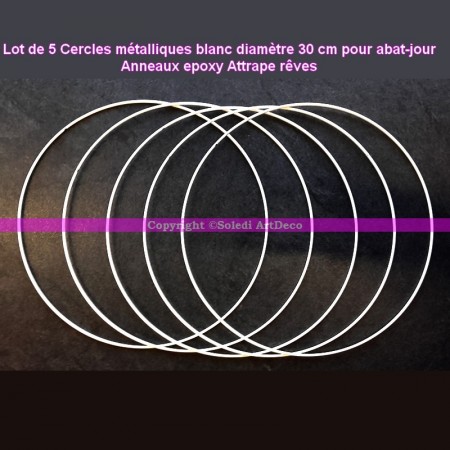 Cercle métallique blanc pour abat-jour, Anneau diamètre 10 cm pour attrape rêves