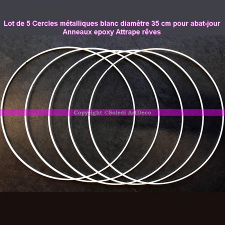 Cercle métallique blanc pour abat-jour, Anneau diamètre 10 cm pour attrape rêves