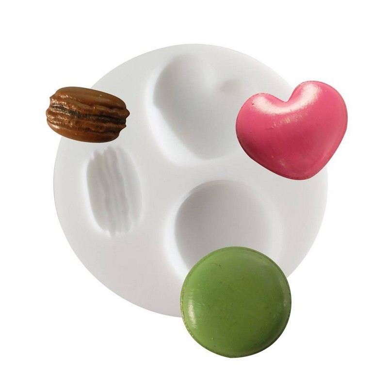 Moule en silicone rond de 7cm, 6 motifs miniatures Bonbons d'enfant, 