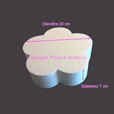Socle plat Coeur 2D en polystyrène blanc, Epaisseur 7cm, Largeur 25cm, 28 kg/ m3