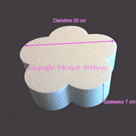 Socle plat Coeur 2D en polystyrène blanc, Epaisseur 7cm, Largeur 25cm, 28 kg/ m3