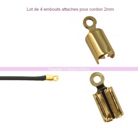 Lot de 4 attaches pour cordon bijoux, 4 mm