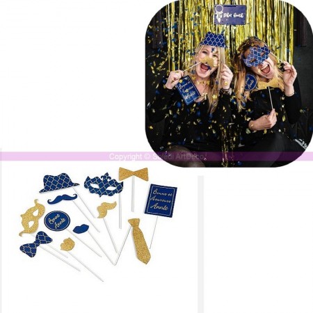 Kit photo booth Photomaton, Set de 10 pièces moustaches, lunettes, bouches ...