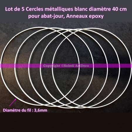 Cercle métallique blanc pour abat-jour, Anneau diamètre 10 cm pour attrape rêves