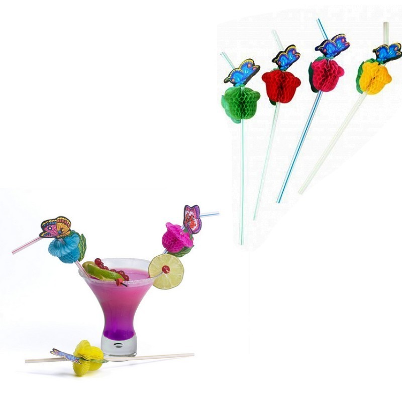 Lot de 40 Pailles droites style berlingot longueur 21 cm, couleurs assorties