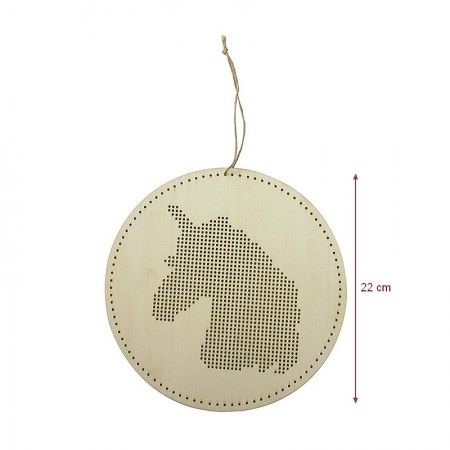 Suspension à Broder motif Tête de Renne en Bois, 220 x 220 x 3 mm, à suspendre