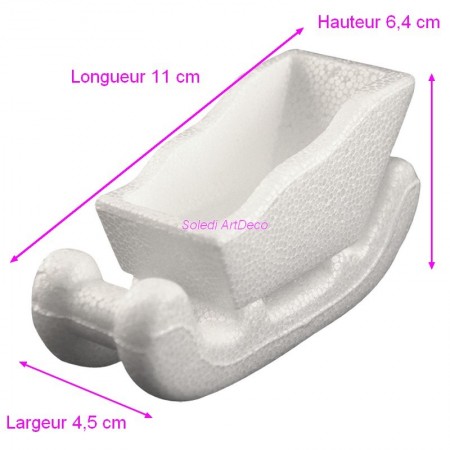 Traineau du Père Noël en polystyrène, 11x6,4x4,5cm, Luge traditionnelle en 2 parties