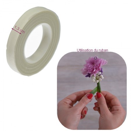 Ruban Floral en Crépon Blanc, 13mm x 28m, enrober les tiges de fleurs artificielles 