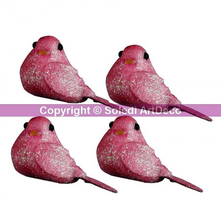Mini oiseaux pailletés Doré, dimension 5 cm, lot de 3