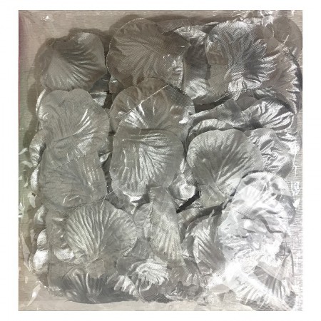 Lot de 100 Pétales de Rose couleur Argent métallisé, en tissu, à parsemer, 4,5x5cm