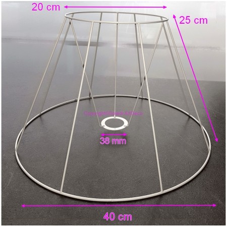 Carcasse Abat-Jour Empire 40 cm, Armature Cone 8 branches en epoxy anticorrosion, pour E27