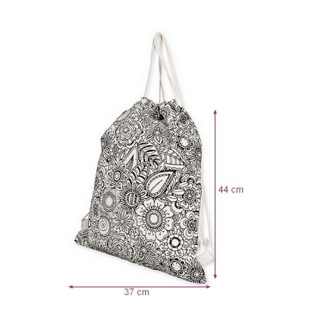 Sac de sport en Coton épais à colorier blanc et noir DIY, 37 x 44 cm, à customiser