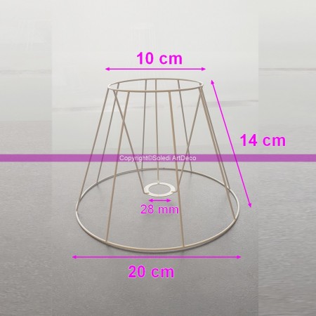 Carcasse Abat-Jour Empire 40 cm, Armature Cone 8 branches en epoxy anticorrosion, pour E27