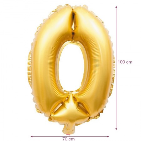 Ballon Géant Mylar Chiffre 0 Doré, dim. 70 cm x 1 m, décoration anniversaire babyshower aluminium