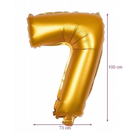 Ballon Géant Mylar Chiffre 7 Doré, dim. 73 cm x 1 m, décoration anniversaire babyshower aluminium