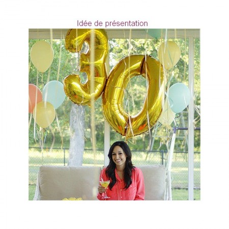 Ballon Géant Mylar Chiffre 7 Doré, dim. 73 cm x 1 m, décoration anniversaire babyshower aluminium