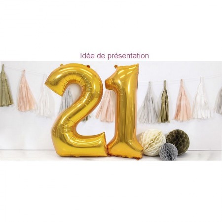 Ballon Géant Mylar Chiffre 8 Doré, dim. 64 cm x 1 m, décoration anniversaire babyshower aluminium