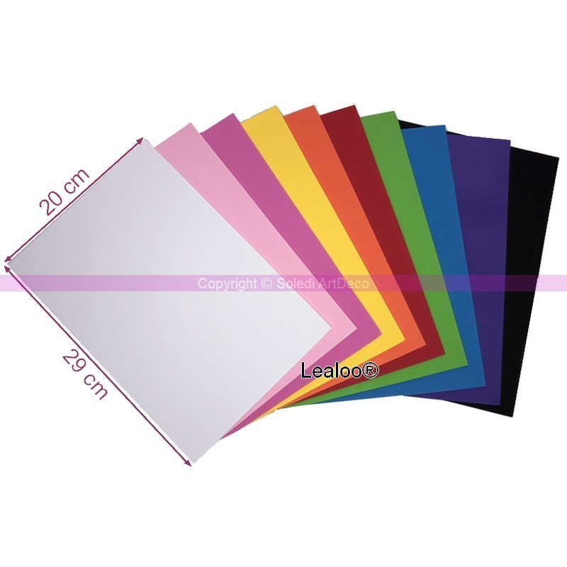 Lot de 10 Feuilles en Caoutchouc mousse souple, 20 x 29 cm, ép. 2 mm, Créasoft thermoformable 