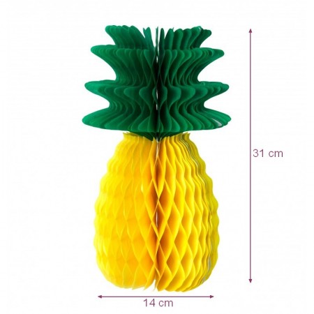 Yellow and green honeycomb pineapple, h.31 cm, summer and exotic decoration