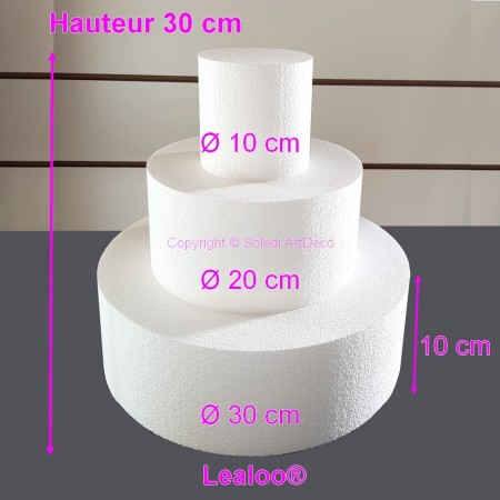 Styropor Torten-Dummy, 21 cm Gesamthöhe, Basis 30 cm Durchmesser, hohe Materialdichte