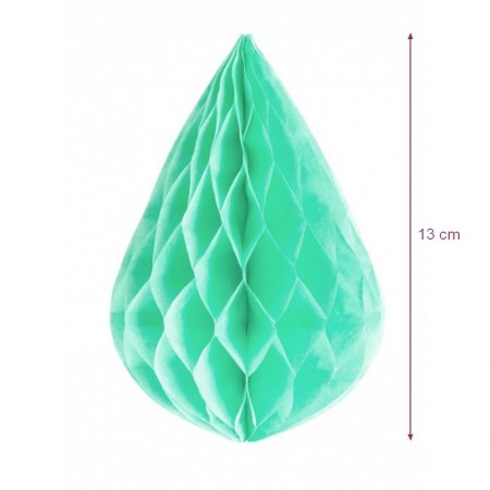Goutte Alvéolée Vert Menthe, h.13 cm, décoration estivale à suspendre