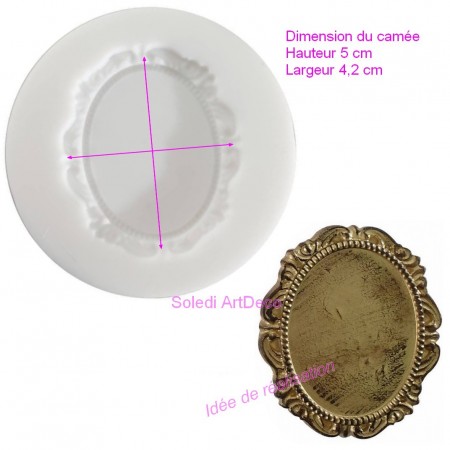 Moule 7cm en silicone, Camée de 5cm, extra flexible pour pâte fimo polymère
