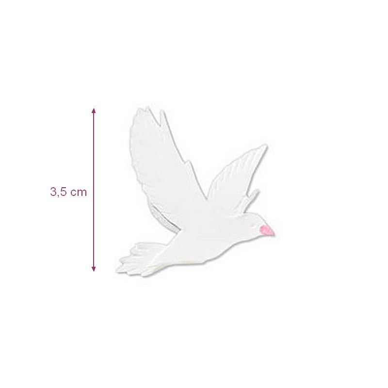 Sticker autocollant à relief Colombe Blanche, dim. 3,5 cm, pour décorer carte mariage ou baptême