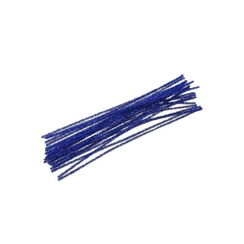 Fils chenille métallisé coloris au choix, diam. 8 mm, longueur 50 cm, lot de 10 cure-pipes