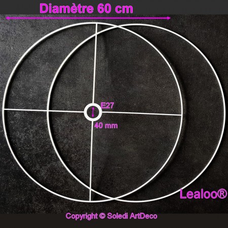 Set von Rahmen Durchm. 50cm für Lampenschirm, große runde Ringe Epoxy weiß, für Lampenfassung 40mm E27