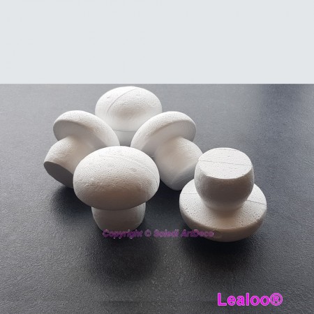 Set von 5 Polystyrol pralle Pilze, Höhe 7,5 cm, zu dekorieren