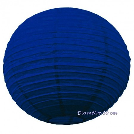 Grande Lanterne Japonaise Bleu Foncé, Lampion boule Papier, 50 cm, à suspendre